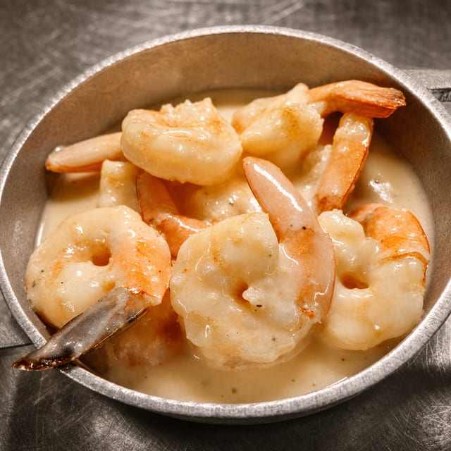 Camarones en Salsa Blanca / Shrimp in White Sauce.