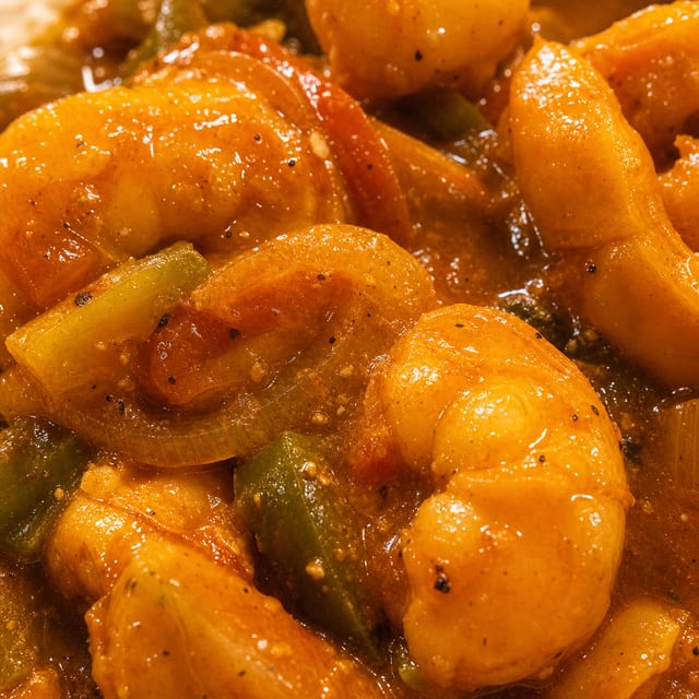 Camarones en Salsa Roja / Shrimp in Red Sauce.