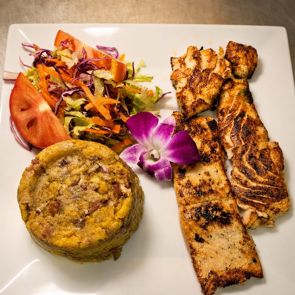 Mofongo De Salmón / Salmon Mofongo.